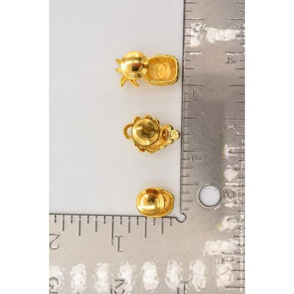 Givenchy Vintage Logo Pin Lapels Tac Set 4G Logo Fruit Grapes Apple Signed BinAJ - Picture 12 of 12